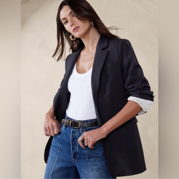 NWT! BANANA REPUBLIC NAVY SIENA SLIM ITALIAN WOOL BLAZER 💛 - Picture 5 of 16